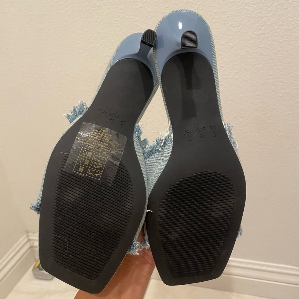Rita Ora x Primark Frayed Denim Square Toe Heels Size 7 - Picture 6 of 8